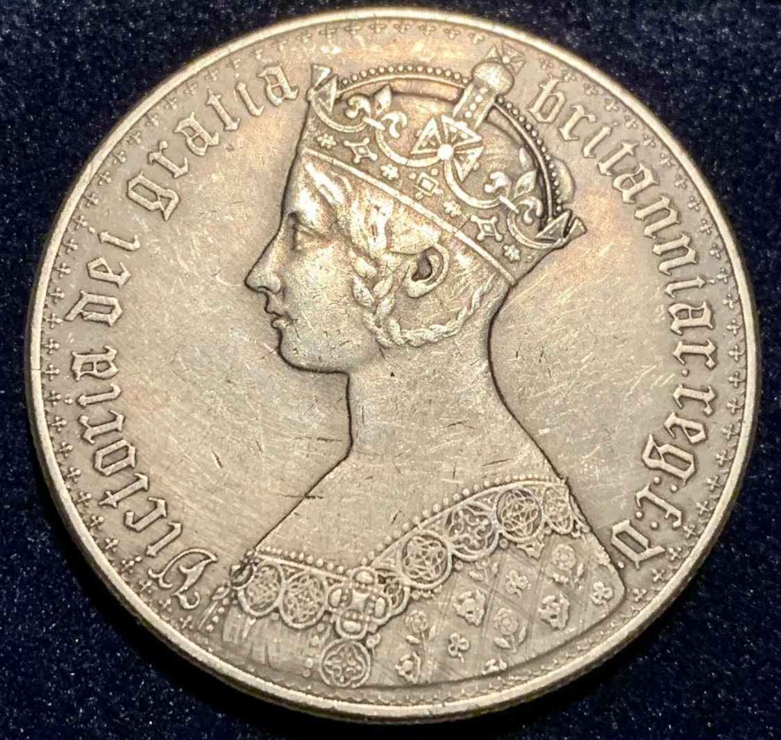 1847年 1853年 ゴシッククラウン銀貨 ヴィクトリア女王 模倣品 