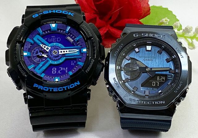 恋人たちのGショック ペアウオッチ G-SHOCK ペア腕時計 カシオ 2本セット gショック 電池式 アナデジ GA-110HC-1AJF GM-2100N-2AJF プレゼント   ラッピング無料 メッセージカード　クリスマス プレゼン