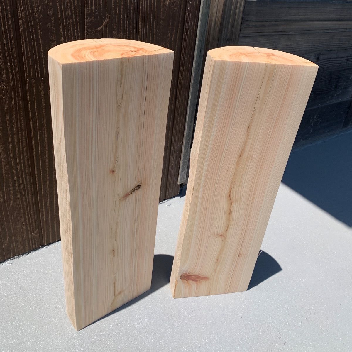 ヒノキ 桧 檜 半円丸太 50cm 切り株 板材 木材 2本セット [2-203