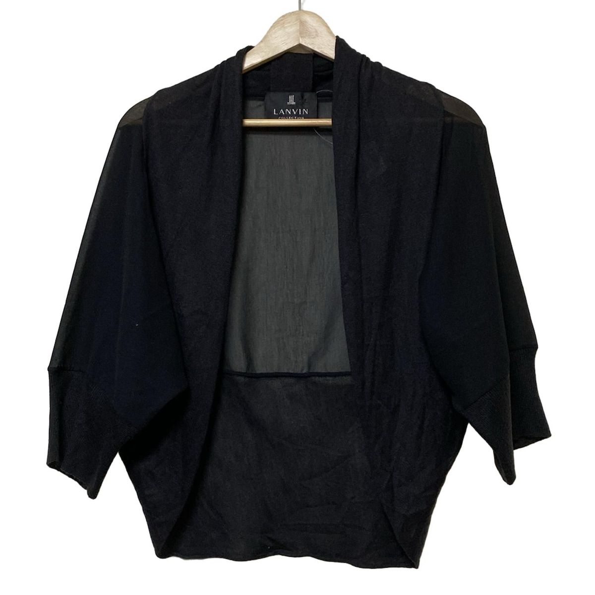 LANVIN ランバンコレクション 花模様カーディガン 黒 モノトーン