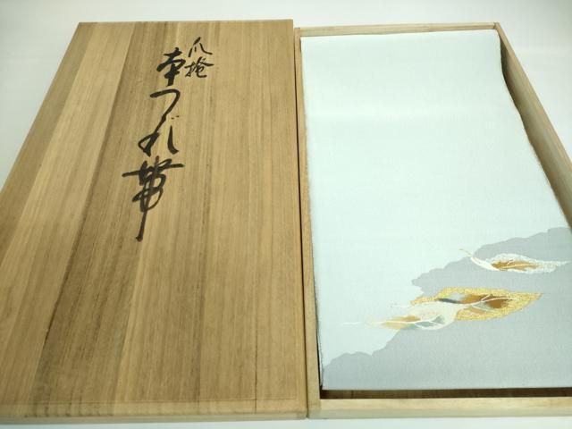 平和屋本店■極上　西陣　小川英謹製　爪掻き本綴れ　八寸名古屋帯　名庭　金銀糸　共箱付き　逸品　DZAA5483kh5 平和屋本店□極上 西陣 小川英謹製 爪掻き本綴れ 八寸名古屋帯 名庭 金