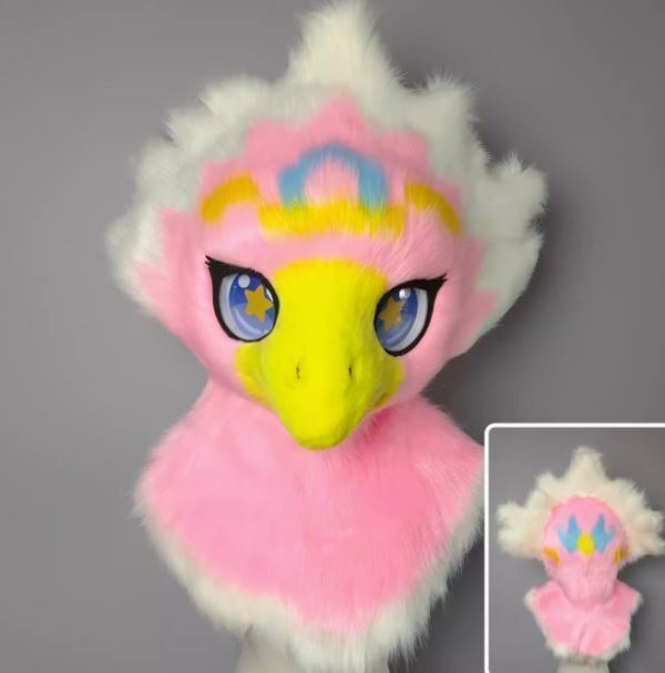 着ぐるみヘッド 鳥 ピンク Bタイプ 全頭ヘッド ケモノ マスク ファースーツ ぬいぐるみ コスプレ コスチューム