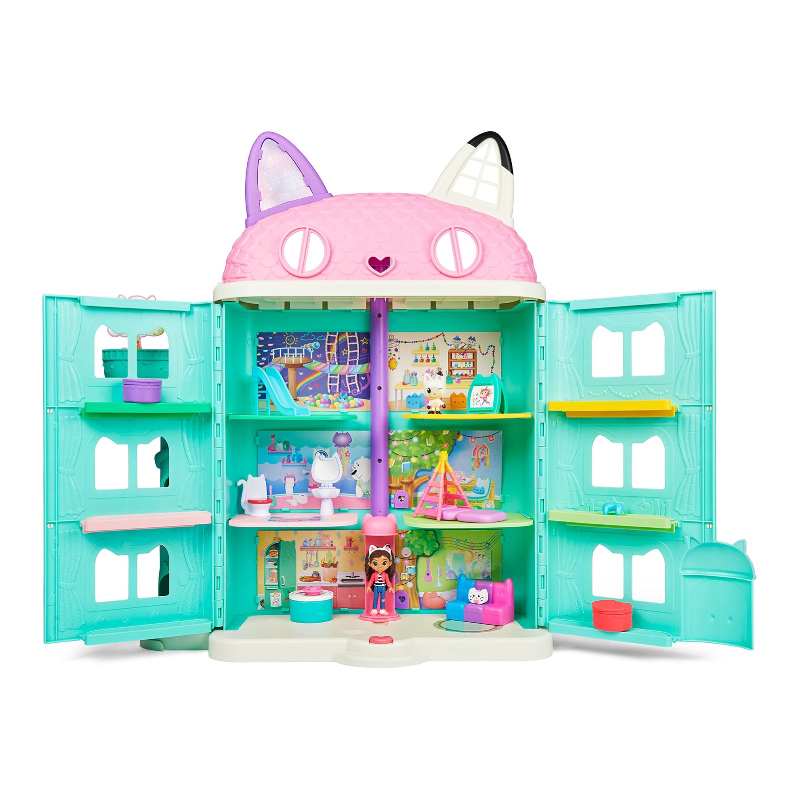 (ギャビーのドールハウス) Gabby's Dollhouse Purrfect(パーフェクト)ドールハウス フィギュア2個 家具8個 アクセサリー3個 小包2個 サウンド付き 対象年齢3歳以上 子供のおもちゃ 