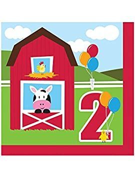 Creative Converting ファームハウス 楽しいランチョンナプキン 2歳誕生日 18 ファームアニマル 納屋パーティー Luncheon FBA_662506