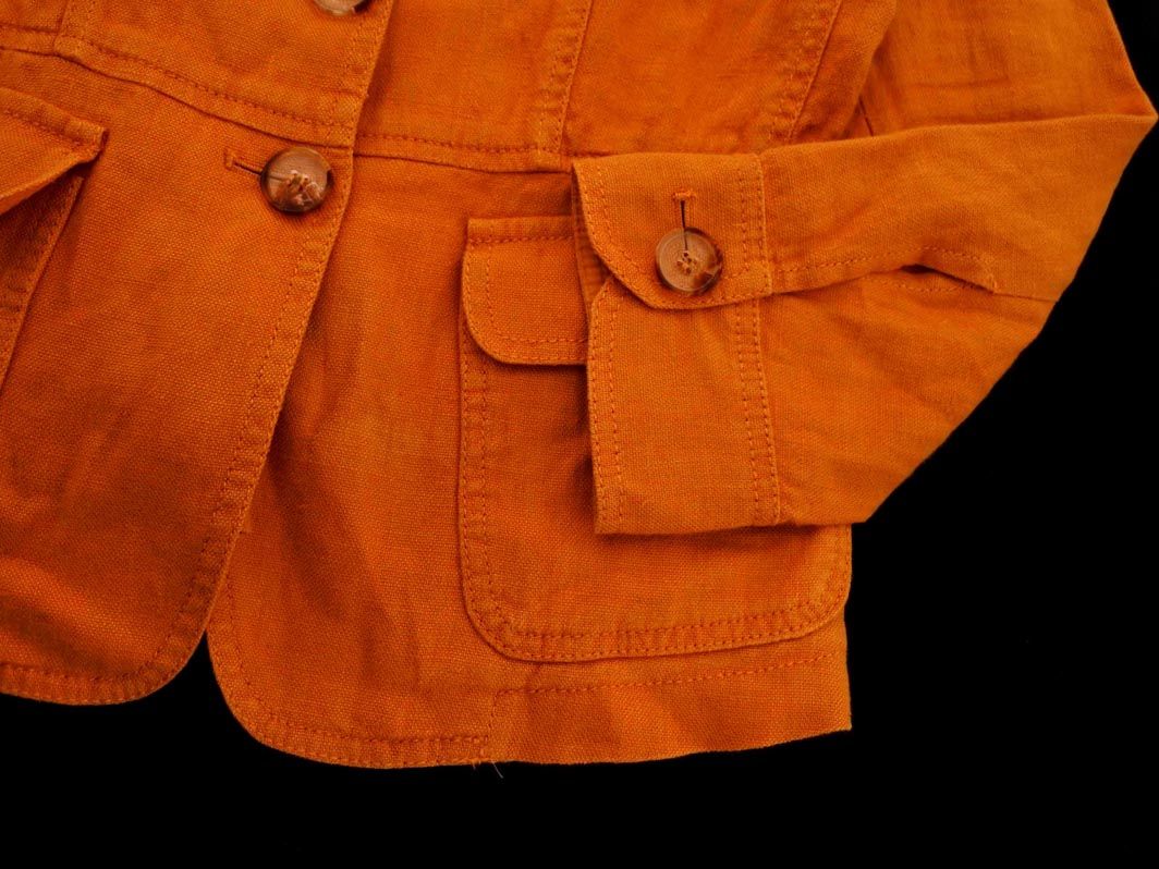 【美品】MaxMara オレンジ リネン テーラードジャケット　イタリア製 美品】MaxMara オレンジ リネン テーラードジャケット