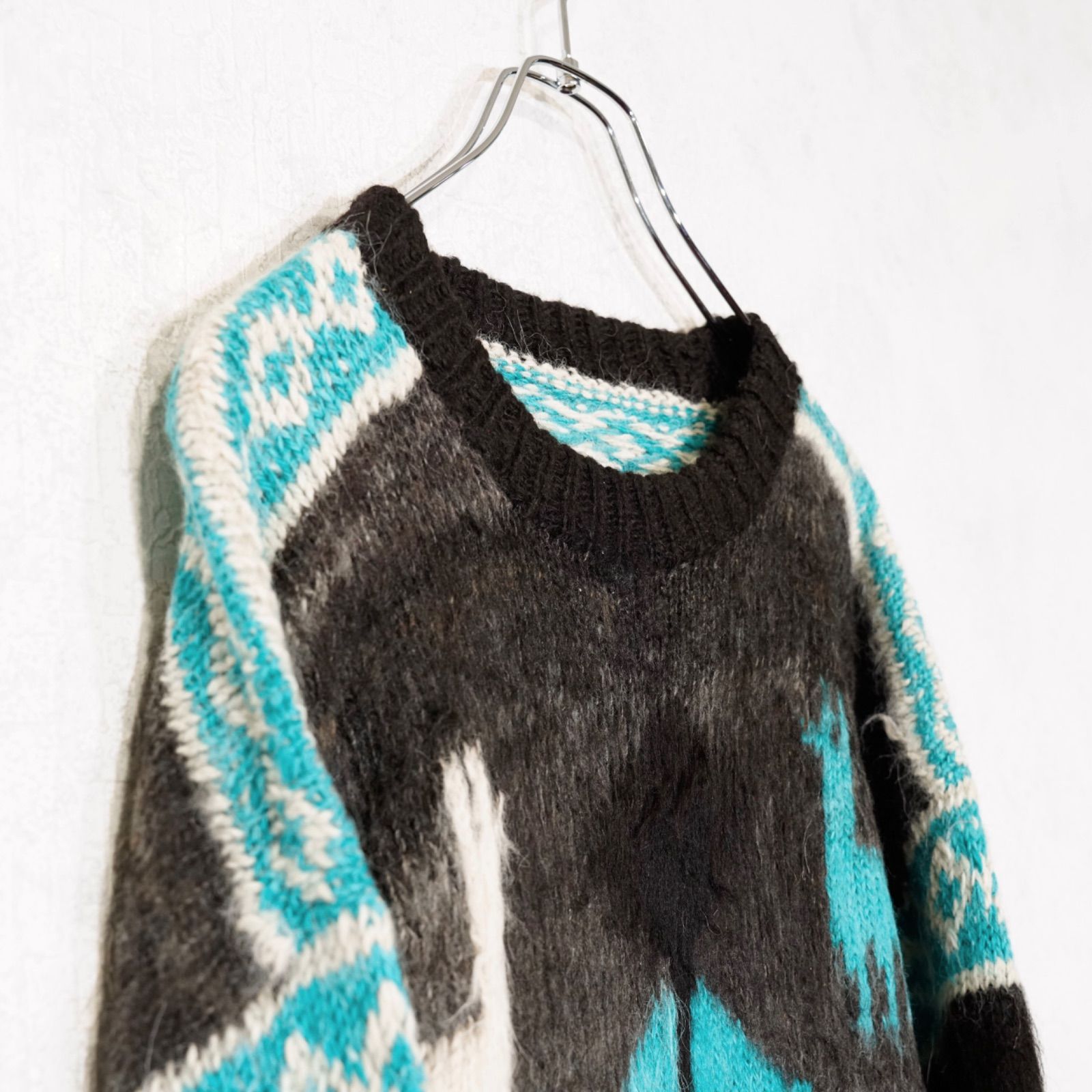 MOHAIR KNIT|アメリカ古着アニマル柄デザインモヘアニット