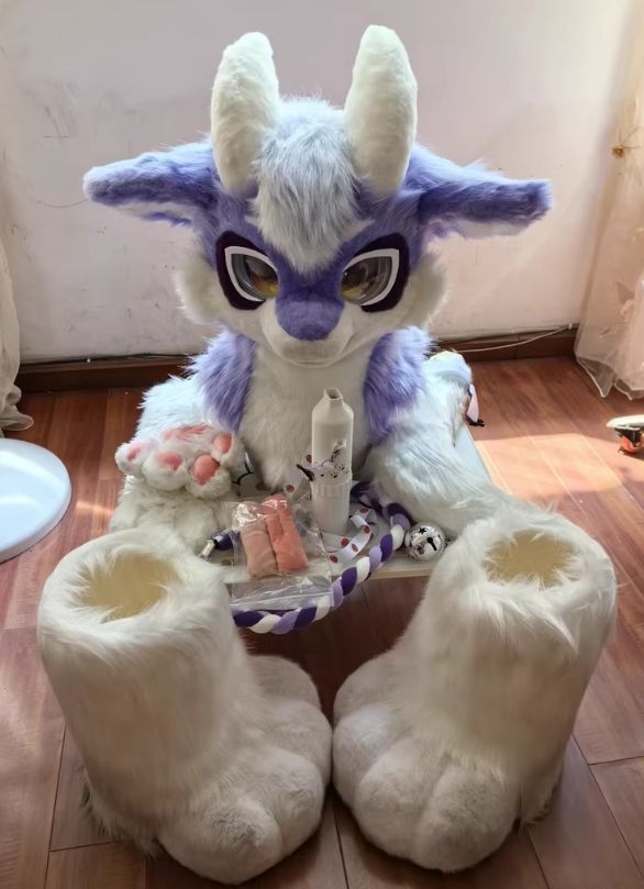 ファースーツ 着ぐるみセット NO.105 パープル ケモノ ファースーツ 全頭ヘッド ぬいぐるみ コスプレ コスチューム kigurumi