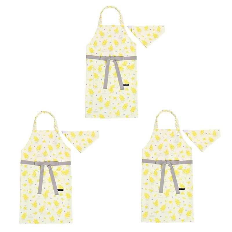 COLORFUL CANDY STYLE 子どもエプロン 130～160cm ミモザフルール 3枚セット 女の子 かわいい 子供用 子供 こども エプロン 三角巾 セット ゴム キッズエプロン おしゃれ 幼児 小学生 かわいい 小学校 N1253433 0