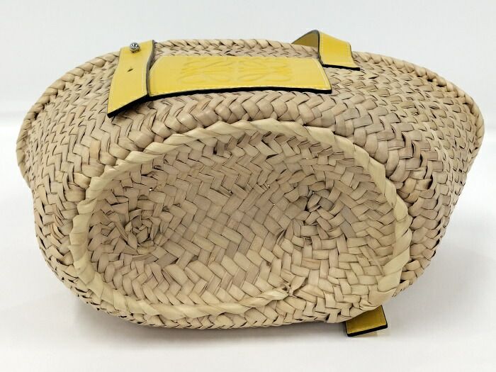 LOEWE バスケットバッグ カゴバッグ ハンドバッグ ラフィア レザー イエロー DECORATOM_COM_BR