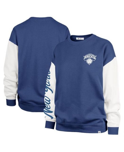 【送料無料】 47ブランド レディース パーカー・スウェット アウター Women's Blue New York Knicks Plus Size Oversized Rise Andie Pullover Sweatshirt Blue