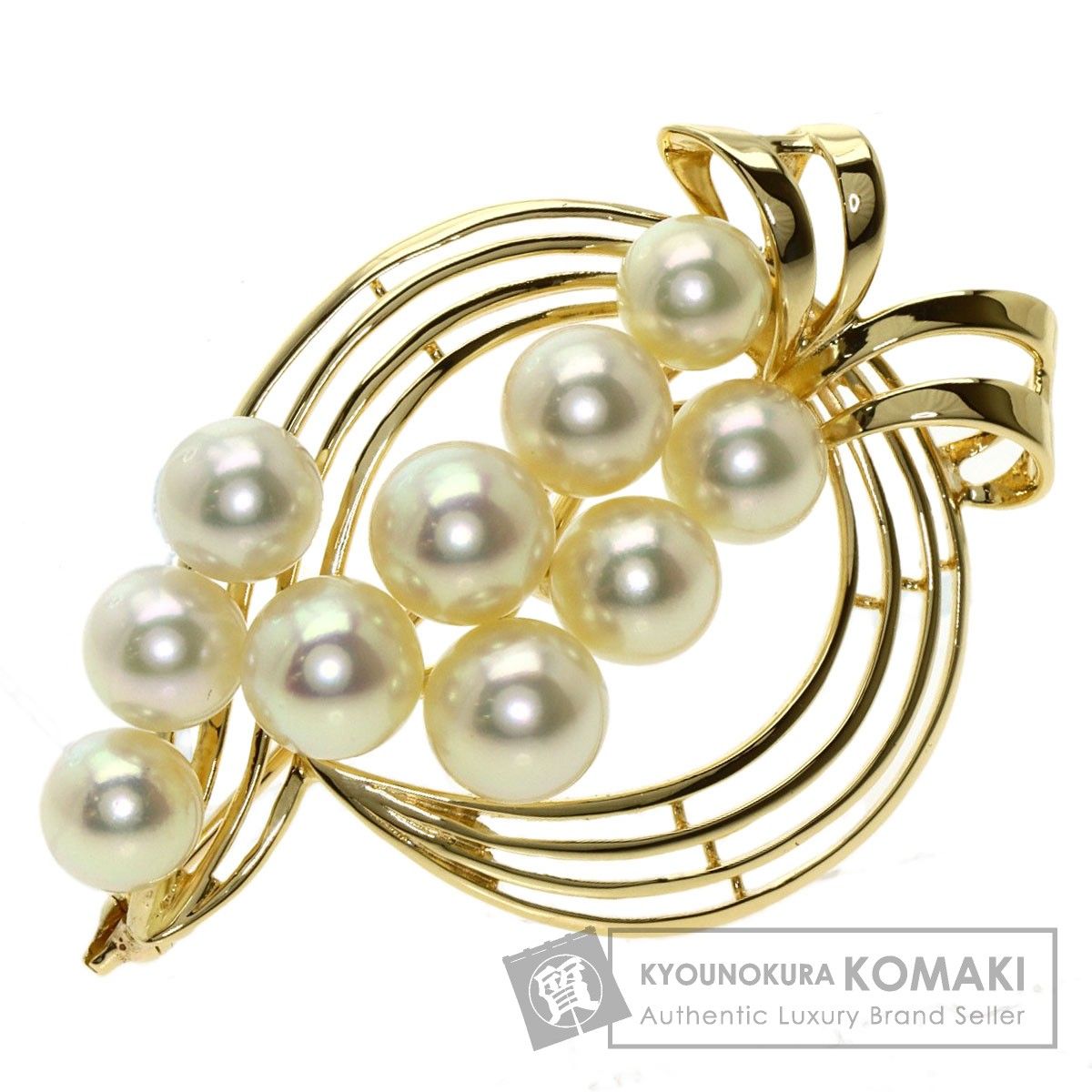 MIKIMOTO パール 真珠 ブローチ K14YG レディース