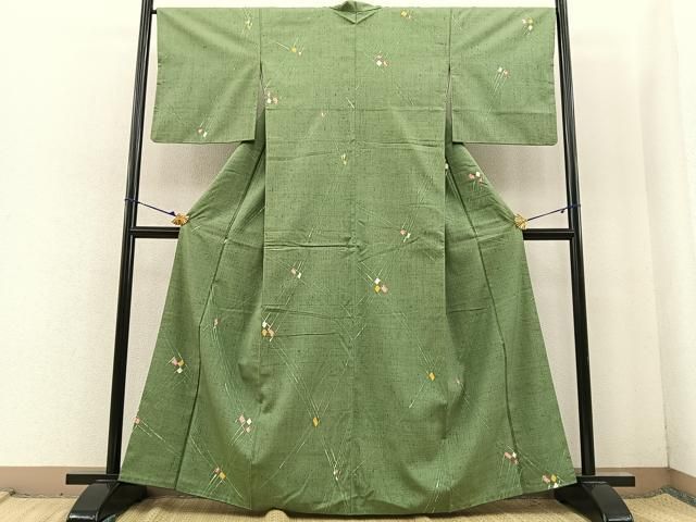 平和屋着物●上質な紬　菱文　正絹　逸品　DAAU0720tw 平和屋着物○上質な紬 菱文 正絹 逸品 DAAU0720tw