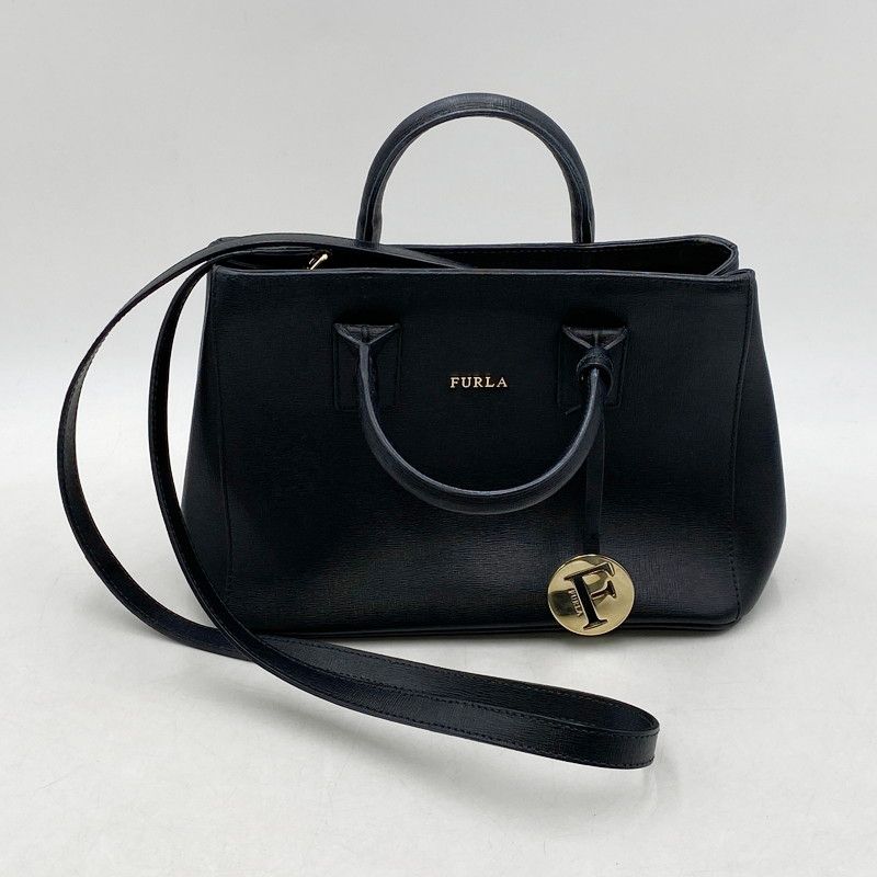 美品】フルラ FURLA リンダミニ 2way ハンドバッグ レザー 黒