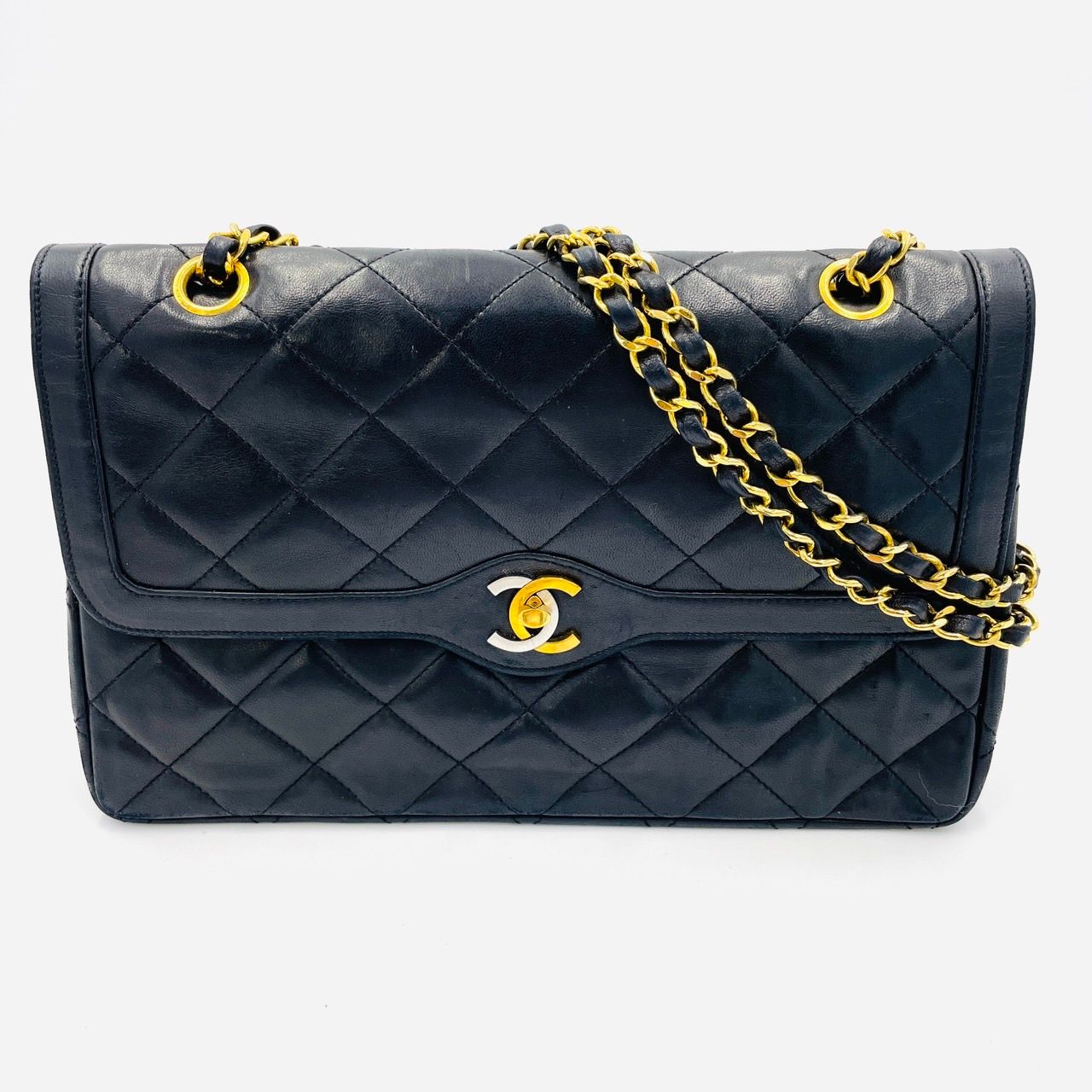 シャネル CHANEL マトラッセ ラムスキン Wフラップ Wチェーン 
