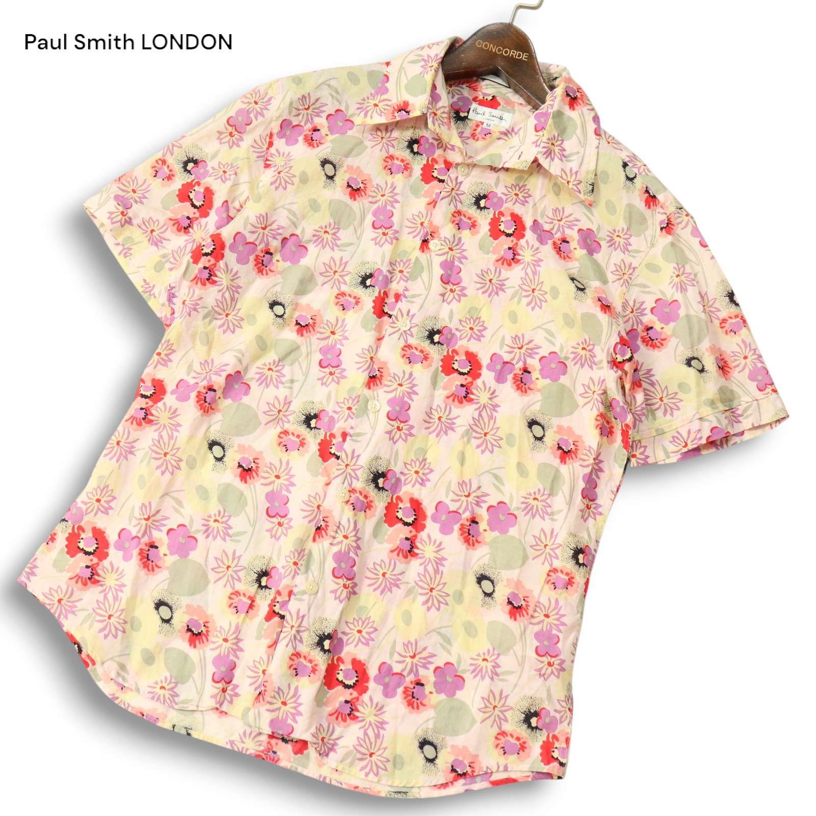 ポールスミス 花柄刺繍 現行タグ オープンカラーシャツ Mサイズ 半袖シャツ Garden Floral