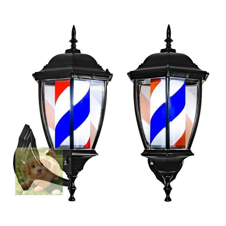 ライトポーチスタイル ヘアーサロン理容室オープンサイン回転赤白青のLEDストリップをスピニング