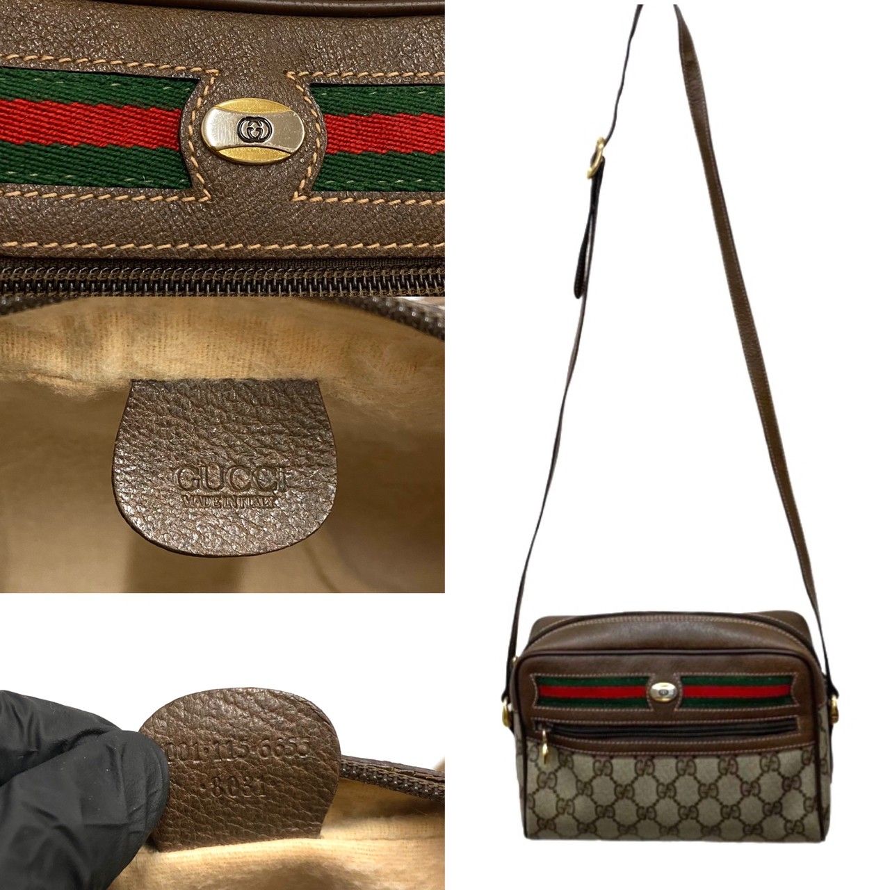 極 美品 GUCCI オールドグッチ ヴィンテージ GG ロゴ 金具 シェリー