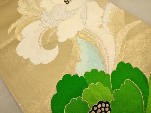 平和屋着物◎六通柄袋帯 唐織 草花文 金銀糸 正絹 逸品