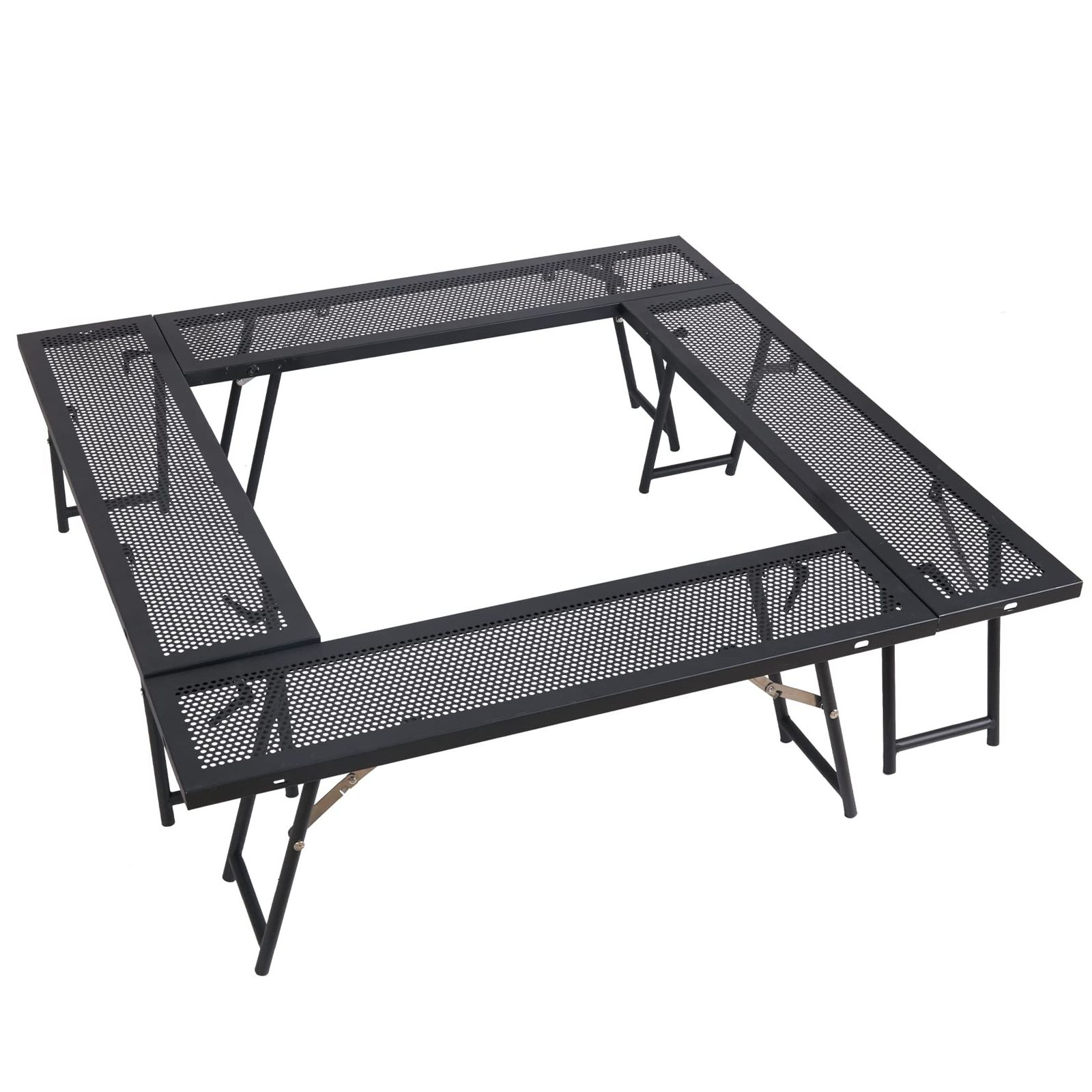 送料無料 SUN-YE 焚き火テーブル アウトドア 囲炉裏 自由な組み合わせで使えるシェイプ 収納ケース付 アウトドア アイアン囲炉裏 マルチファイア 4個セット 脚が太くなり安定感が増し 複数人でのBBQに最適