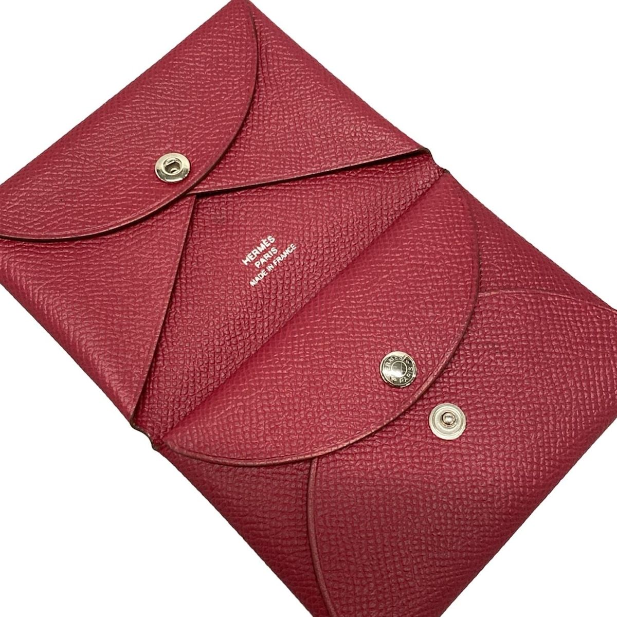 (エルメス)ルージュグレナ☆カルヴィ デュオ☆カードケース HERMES(エルメス) カードケース美品 カルヴィデュオ ルージュ