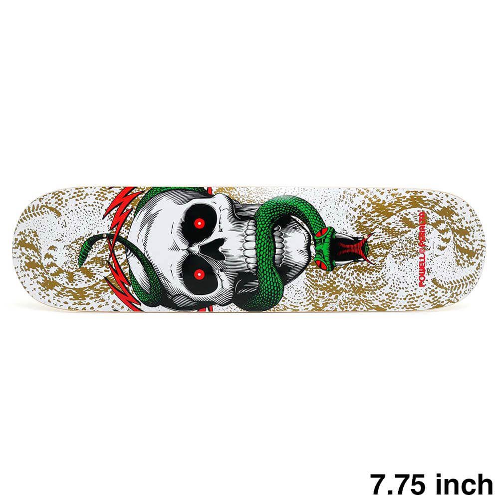 POWELL PERALTA DECK パウエルペラルタ デッキ TEAM SKULL - SNAKE WHITE|METALIC GOLD 7.75 スケートボード スケボー