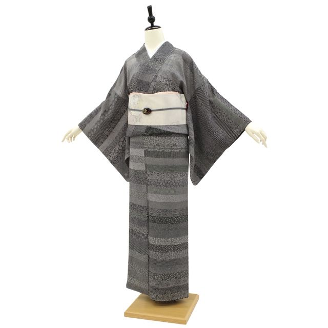 割引価格 新古品】 小紋 着物 袷 未使用 正絹 黒 ブラック 様々な 江戸小 着物・浴衣
