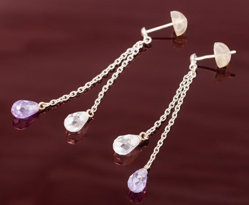 K14WG 水晶 スイングピアス 品番a23-419