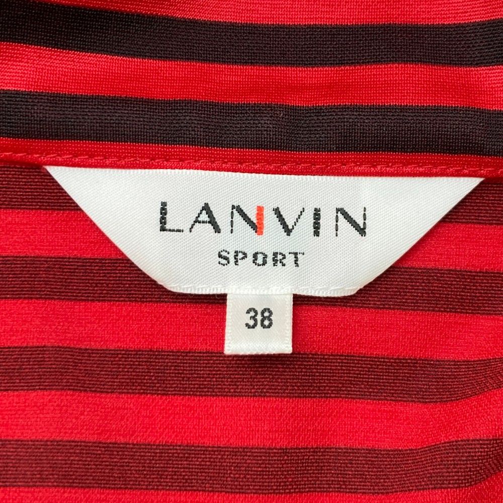 サイズ：38 LANVIN SPORT ランバン スポール  ハーフジップ 半袖Tシャツ ボーダー柄 レッド系 [240101210573]# ゴルフウェア レディース ストスト