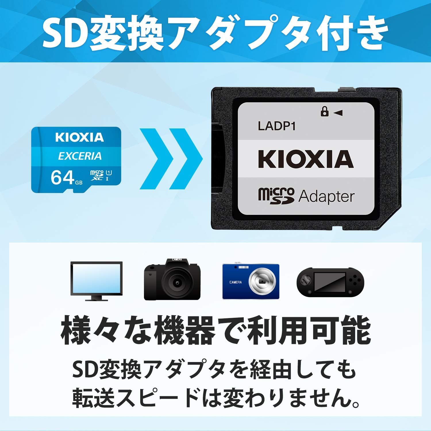 クリスマスファッション キオクシア micro SDXC 64 GB 変換アダプター付き 送料込み