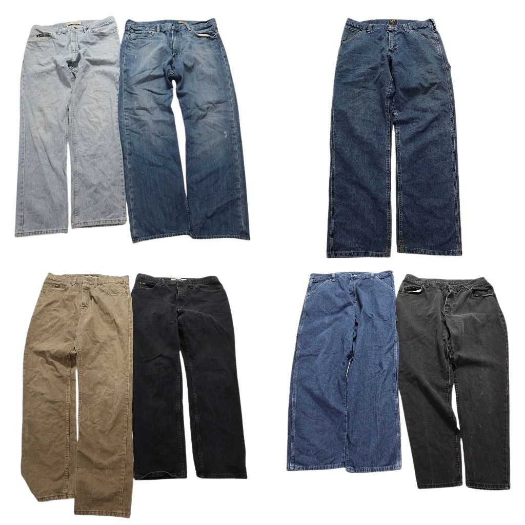 古着卸 ブランドmix デニム パンツ 7枚セット メンズ W36 LEE ラングラー ラルフローレン ブラック 古着 NA5915