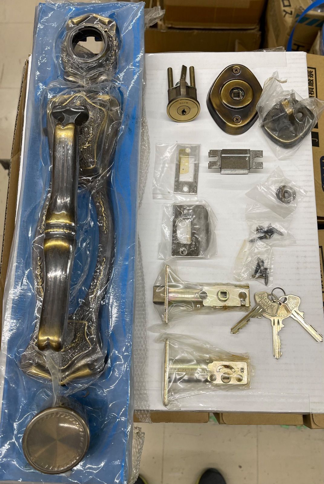WEST ゲートグランドロック 玄関錠 ドアノブ ドアハンドル レバーハンドル GSO-600 片ハンドル 鍵付きドアノブ 握り玉付 バックセット58mm