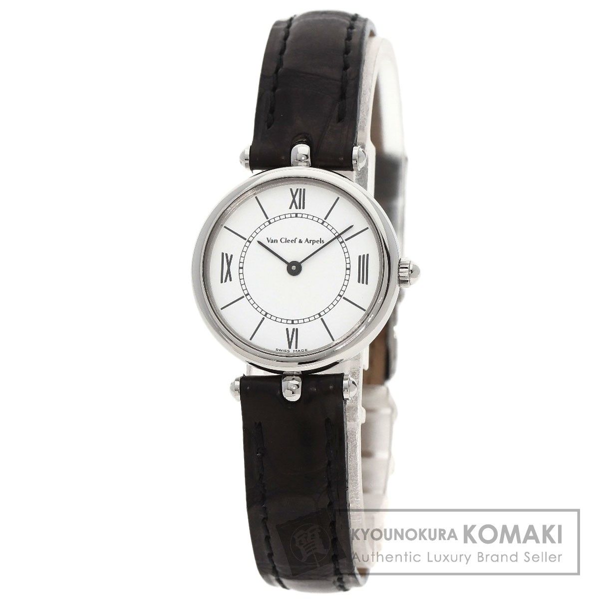 Van Cleef u0026 Arpels ヴァンクリーフ＆アーペル ラウンドフェイス 腕時計 SS 革 メンズ