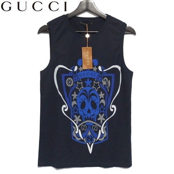 未使用☆GUCCI スカル プリント タンクトップ ノースリーブ Tシャツ 