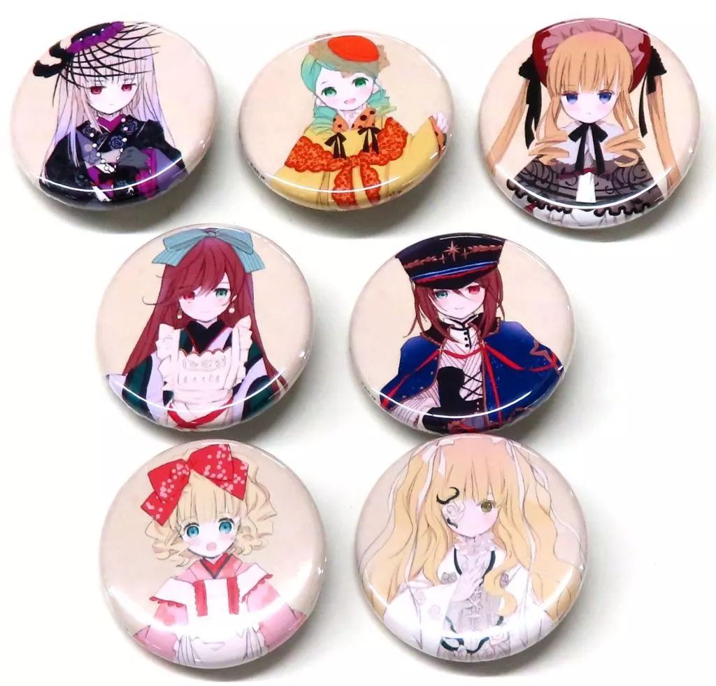 中古】バッジ・ビンズ 集合(大正乙女) 缶バッジ7個セット 「誕生15周年