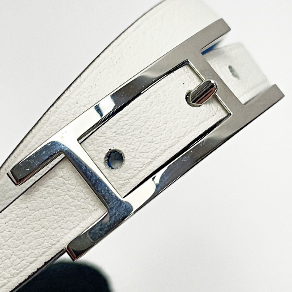 HERMES エルメス アピ3 M刻印 ホワイト×ブルー ブレスレット レザー