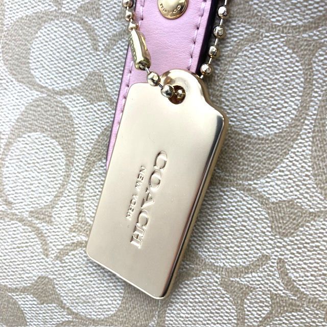 COACH コーチ トートバッグ 76636 シグネチャー ピンク ベージュ