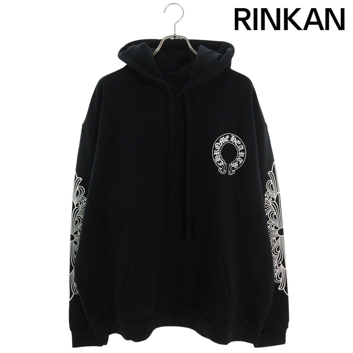 クロムハーツ  SWTSHRT PLVR 袖フローラルバックホースシュープリントプルオーバーパーカー メンズ XXL