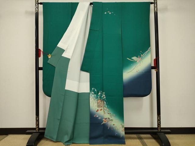 平和屋着物□豪華振袖 御所車花文 暈し染め 金彩 正絹 逸品