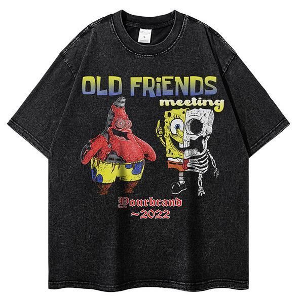 スポンジボブ パトリック Tシャツ 背面無地 半袖 ヴィンテージ加工 S--3XL 2件500円割引