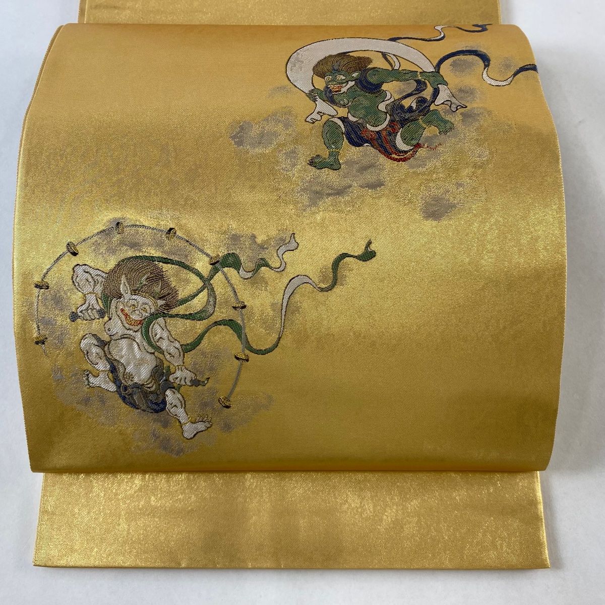 袋帯 風神 雷神 金糸 箔 金色 お太鼓柄 正絹