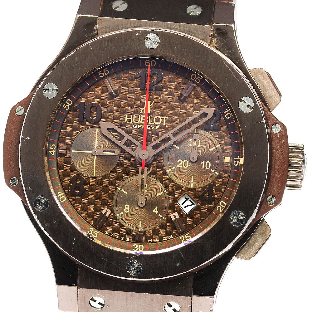 ウブロ HUBLOT 301.SL.1008.RX ビッグバン チョコレート クロノグラフ 自動巻き メンズ保証書付き_761527