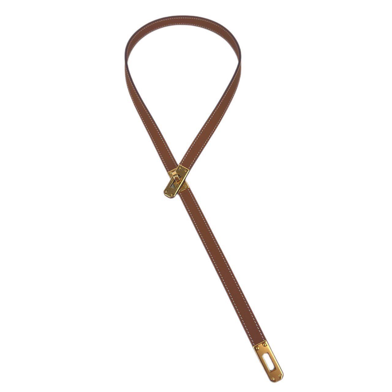 ♥ HERMES エルメス Collier cravate Kellyケリーネクタイネックレス G ゴールド Swift スウィフト GHW ゴールド金具 チョーカー ネックレス