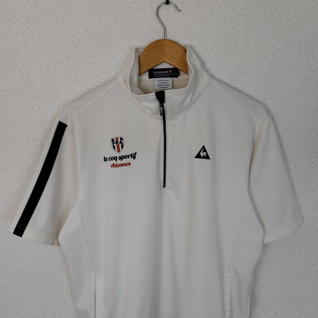 ルコックゴルフ ハーフジップ スポーツ ウェア ホワイト Mサイズ ルコックスポルティフゴルフコレクション ハーフジップ 速乾シャツ