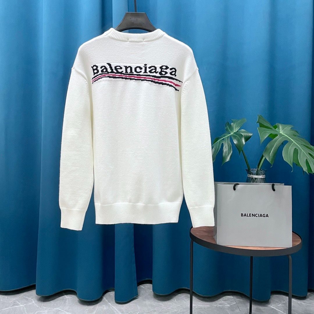 BALENCIAGA　ロゴ  長袖  ウール  ニットセーター  男女兼用