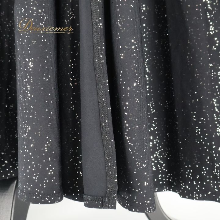 社交ダンス 衣装 クリスアン chrisanne ワンピース ドレス パーティ イングランド製 伸縮 黒 ラメ ブラック系 S スカート ラメ入り 華やか デザイン 伸縮性 女性用 ダンス 衣装 ブラック パーティー ドレス イングランド製 おしゃれ