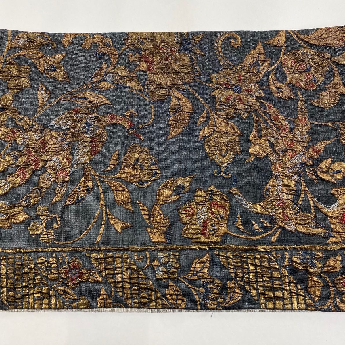 正絹 全通袋帯【花唐草 ブルー】 No.1767 正絹 全通袋帯【花唐草 ブルー】 No.1767