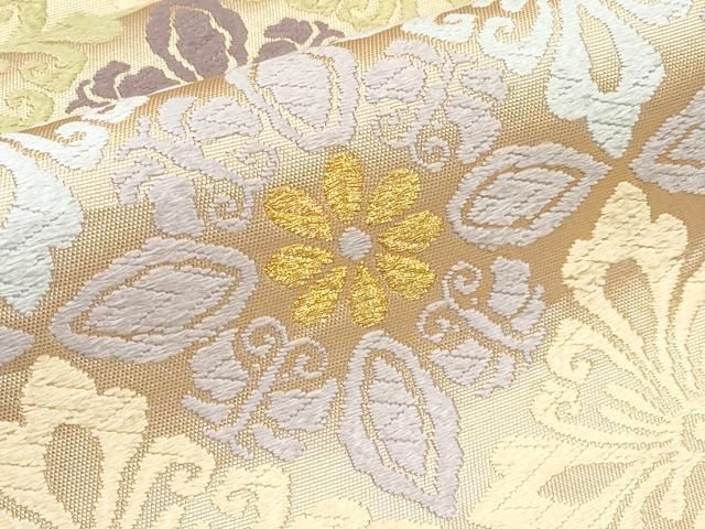 平和屋本店□極上 西陣 河合美術織物謹製 六通柄袋帯 京西陣織 唐織 菱  