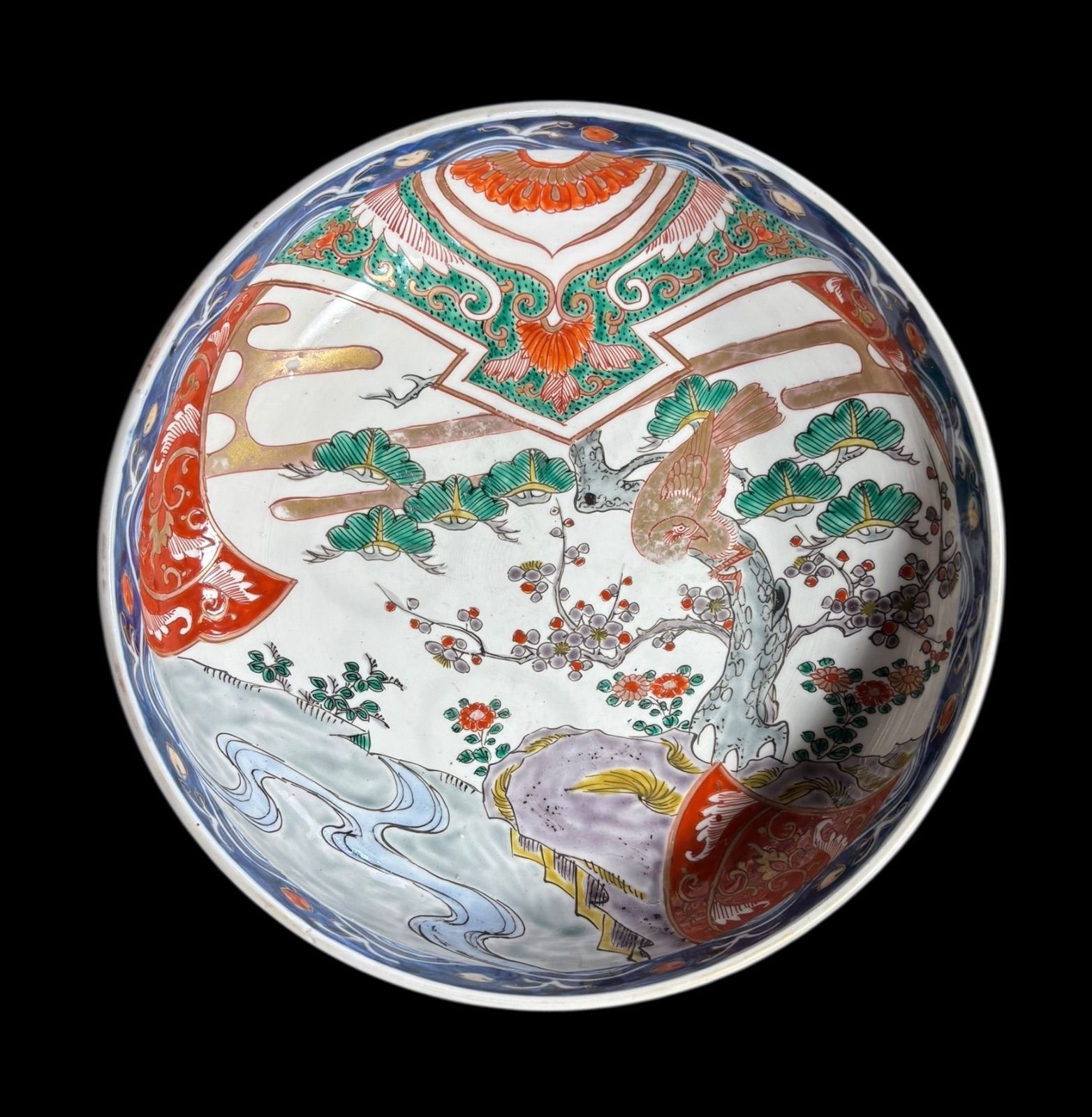 古伊万里 大鉢 [鳥松竹梅文図] 金襴手 金彩 色絵 鉢 取り皿 飾り