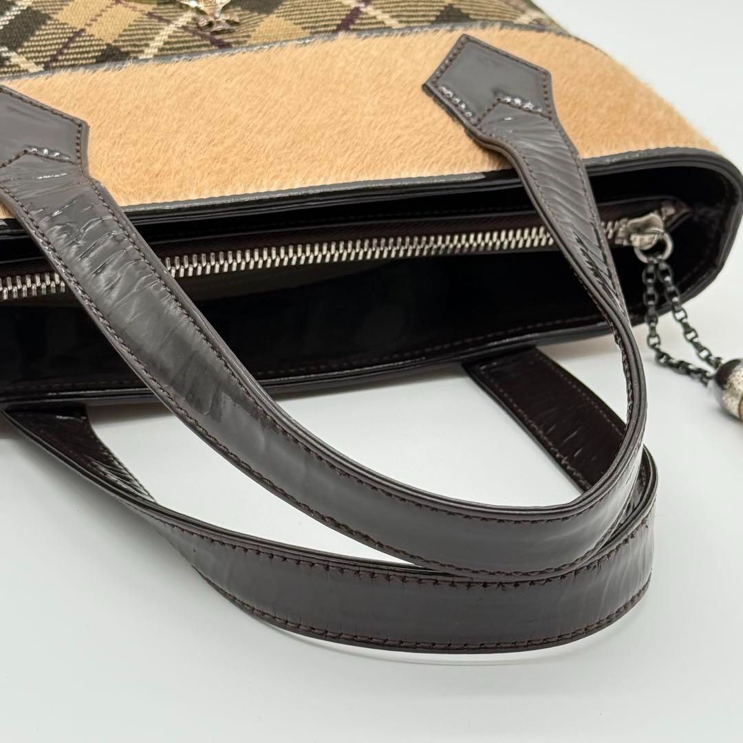良品】Vivienne ハラコ タータンチェック トートバッグ ブラウン