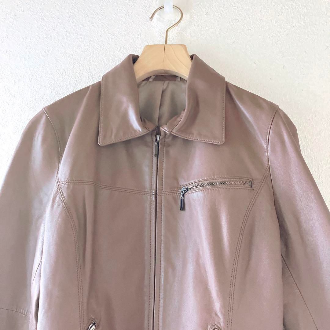 ANAYI アナイ 羊革 レザージャケット ベルト付 取外し可 ブラウン M 羊